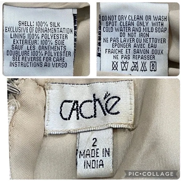 Vintage Cache Silk Beaded Open Back Formal Y2K Gown Dress Black 90s Size 2 - Picture 9 of 16